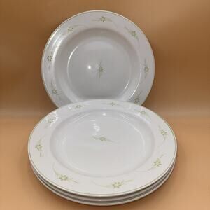 SET 4 Macy's Martha Stewart GREEN TEA NOSEGAY Dinner Plates 11”